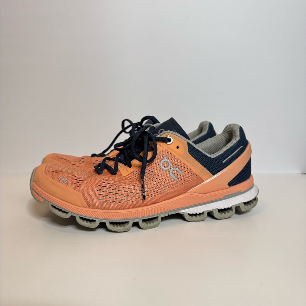 On Running Women's Shoes in Peach and Navy